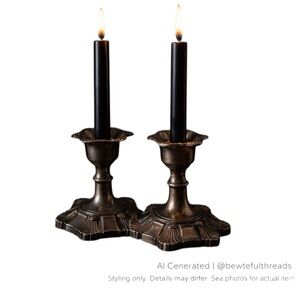 Viking EP Zinc Silver Plate Art Deco Candlesticks 4” Pair